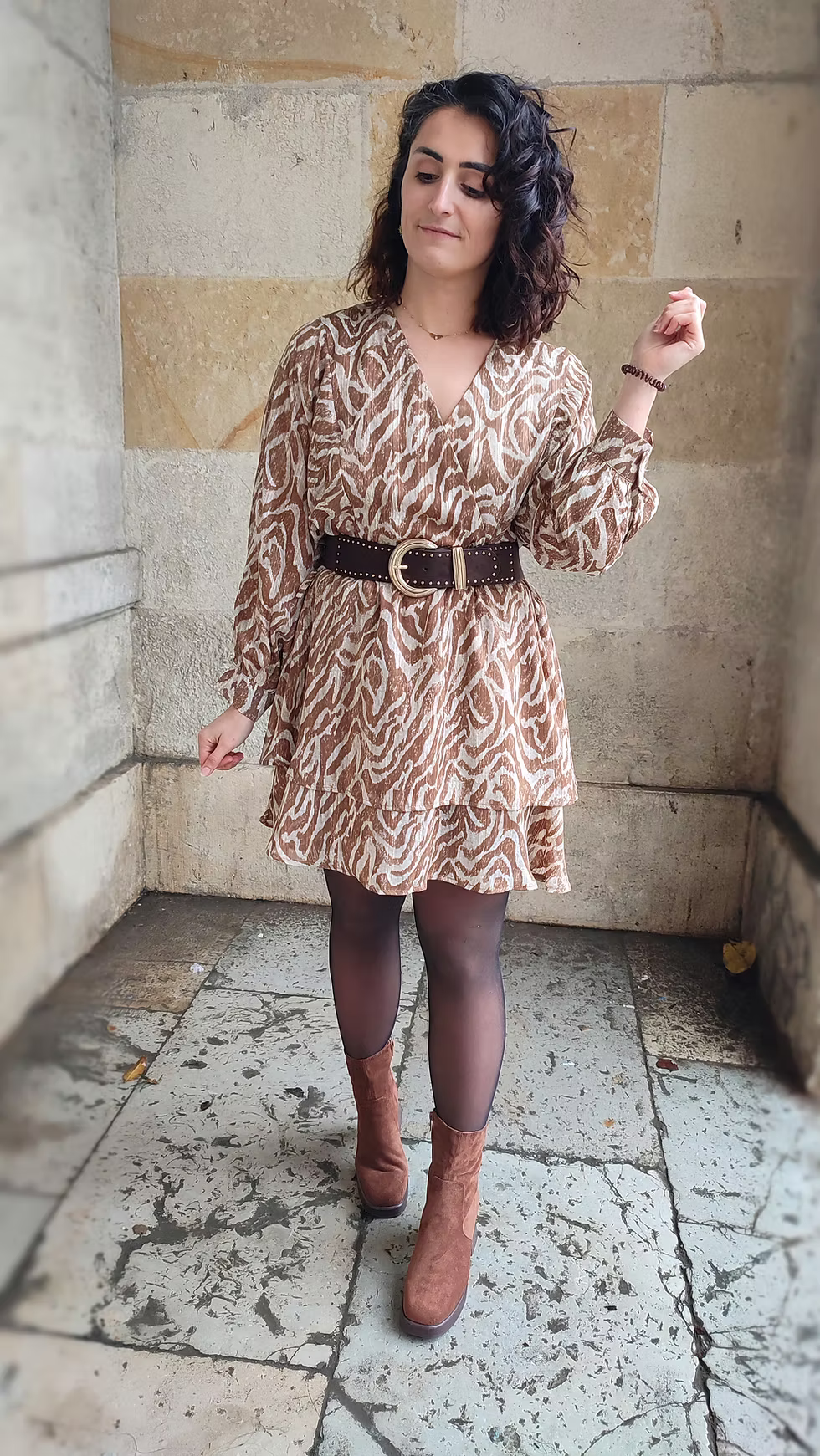 Robe Fluide Zebra marron