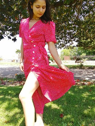 Robe longue porte feuille rouge 